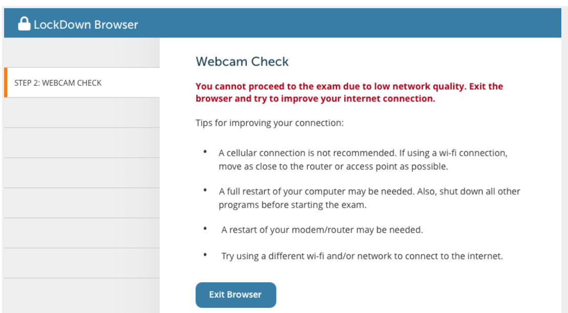 Network connection quality is too low