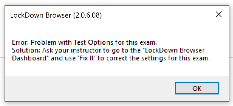 test options error