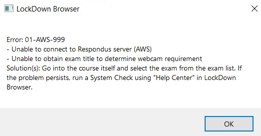 AWS error message