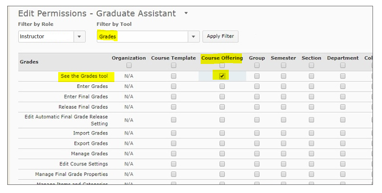 See the grades tool